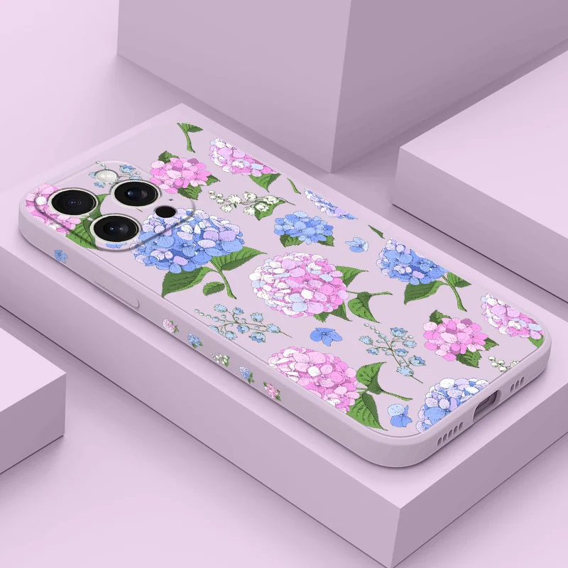 

Beautiful Hydrangeas Phone Case For iPhone 17 16 16e 15 14 13 Plus Pro Max Mini Silicone Cover