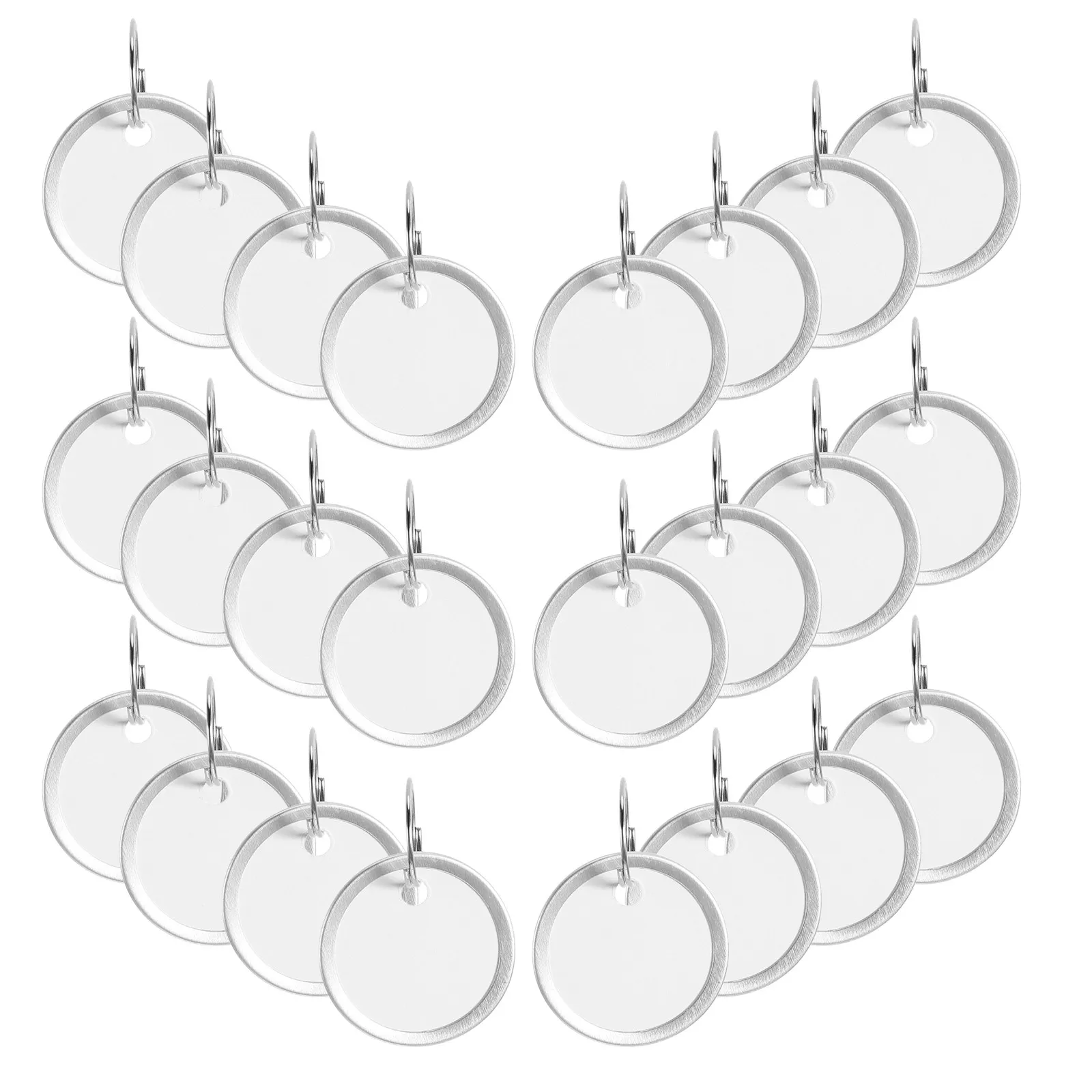 100Pcs Blank Round Key Tags Metal Rimmed Paper Labels with Key Rings Heavy Duty Writable Identification Tags for Tools Garden