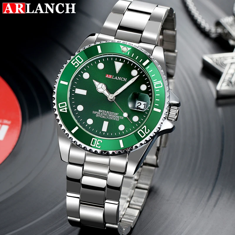 ARLANCH رائجة البيع ساعة كوارتز رجالية رياضية ساعات رجالي العلامة التجارية الفاخرة مقاوم للماء كامل الصلب ساعة كوارتز الرجال Relogio Masculino