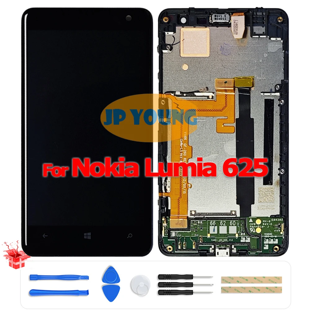 Tela LCD Touch Screen de 4.7 polegadas com Digitalizador e Aro para Nokia Lumia 625 RM-941/RM-943 - Peça de Reposição