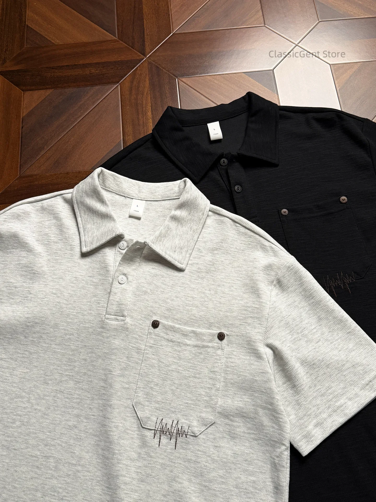 

Three-dimensional pocket design 7.4oz loose short-sleeved T-shirt, cool lapel polo shirt