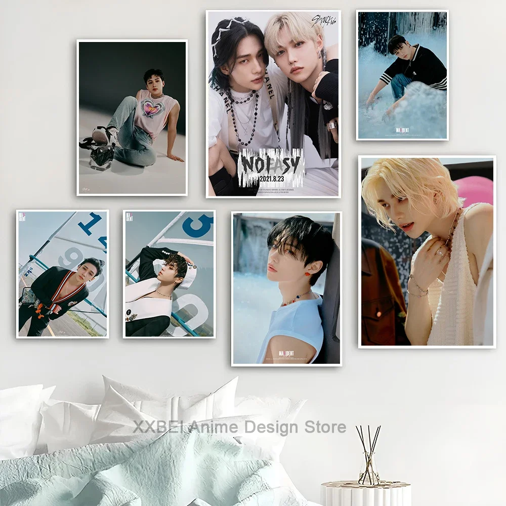 Kpop Stray Kids Popular Korean Boy Group Music Album Poster Bedroom Wall Sticker Living Room Entrance Decor Canvas Painting Core