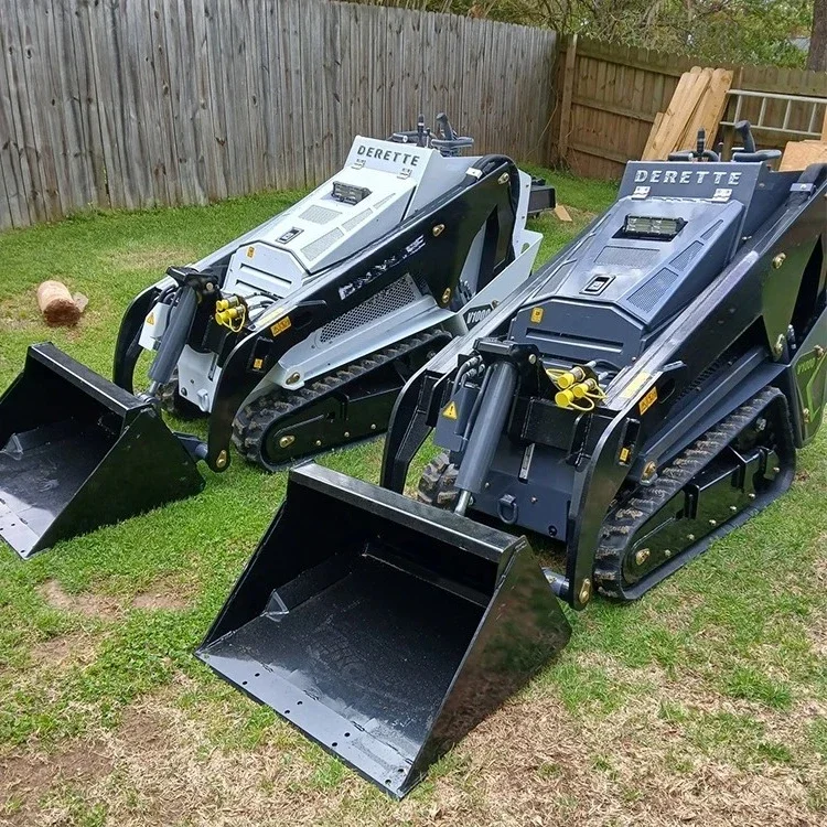 Derette EPA Certified Kubota 25Hp Engine Derette V1000 Mini Skid Steer Loader with Track Crawler