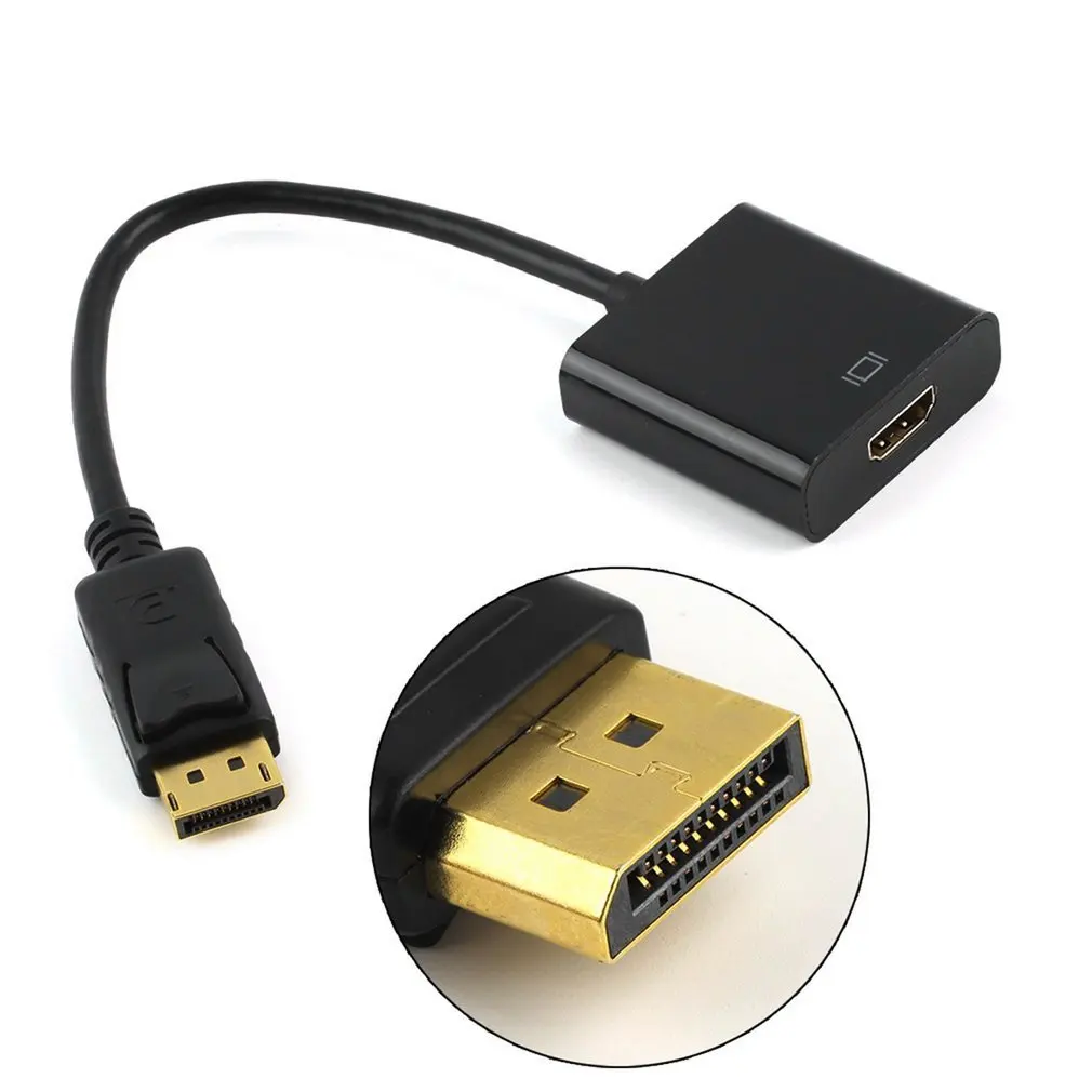 Displayport DP para HDMI-compatível cabo adaptador macho para fêmea ForLaptop PC Display Port para 1080P HDMI-compatível Cord Converter