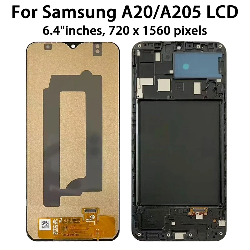 Test A20 Display For Samsung  A20 A205 SM-A205F Lcd Display Touch Screen Digitizer With Frame Assembly Replacement