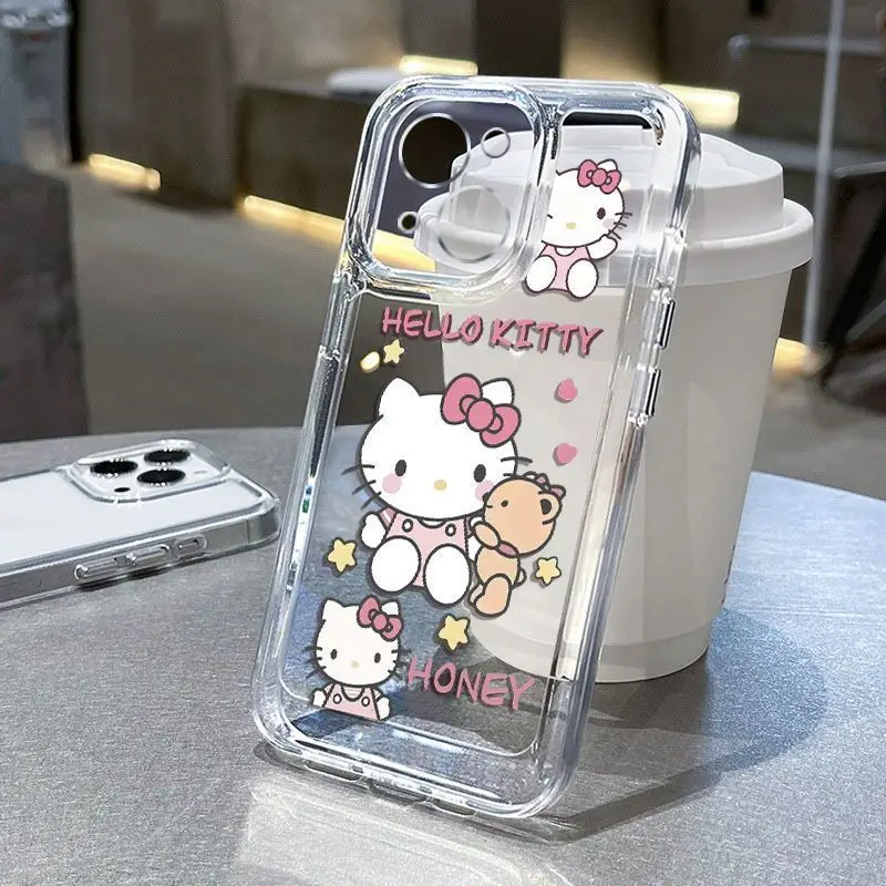 Sanrio Hello Kitty Cute Phone Case For iPhone 15 14 13 12 11 Pro Max 7 8 Plus XR XS MAX Y2K Girl Lovely Anti Fall Back Cover