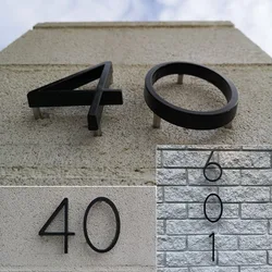 Números de casa flotantes negros, placa de puerta con letras, señal de dirección de Metal, placa de puerta de calle al aire libre, número de buzón de Casa 0-9