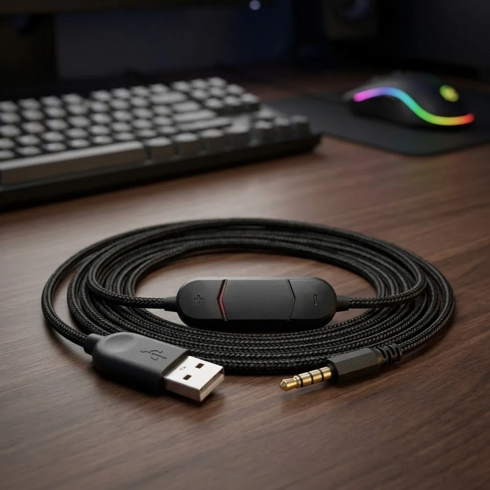 Replacement Gaming Headset Audio Cable For G233 For G433 For G For PRO X Builts In USB Sound Card Headphone Extension Cord