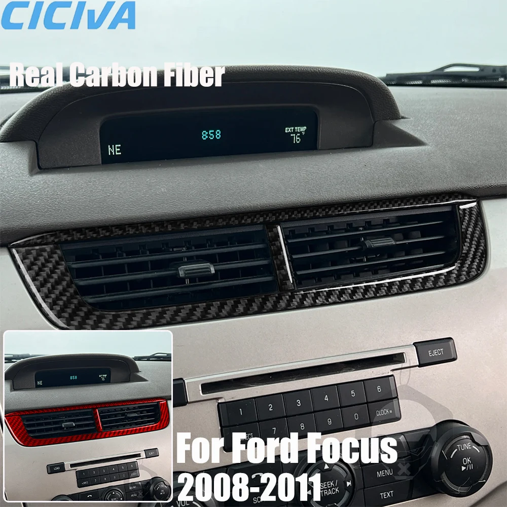 

Real Carbon Fiber Car Accessories Center Air Vent Trim Cover Soft Sticker For Ford Focus MK2 S/SE/SES/SEL 2008 2009 2010 2011