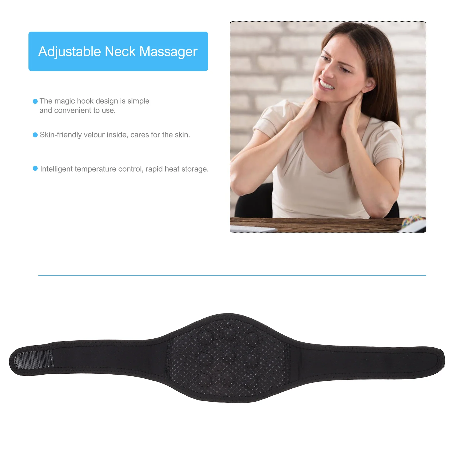 Almofada de proteção com autoaquecimento para massageador de pescoço, aquecedor protetor, pano preto ok, miss massage