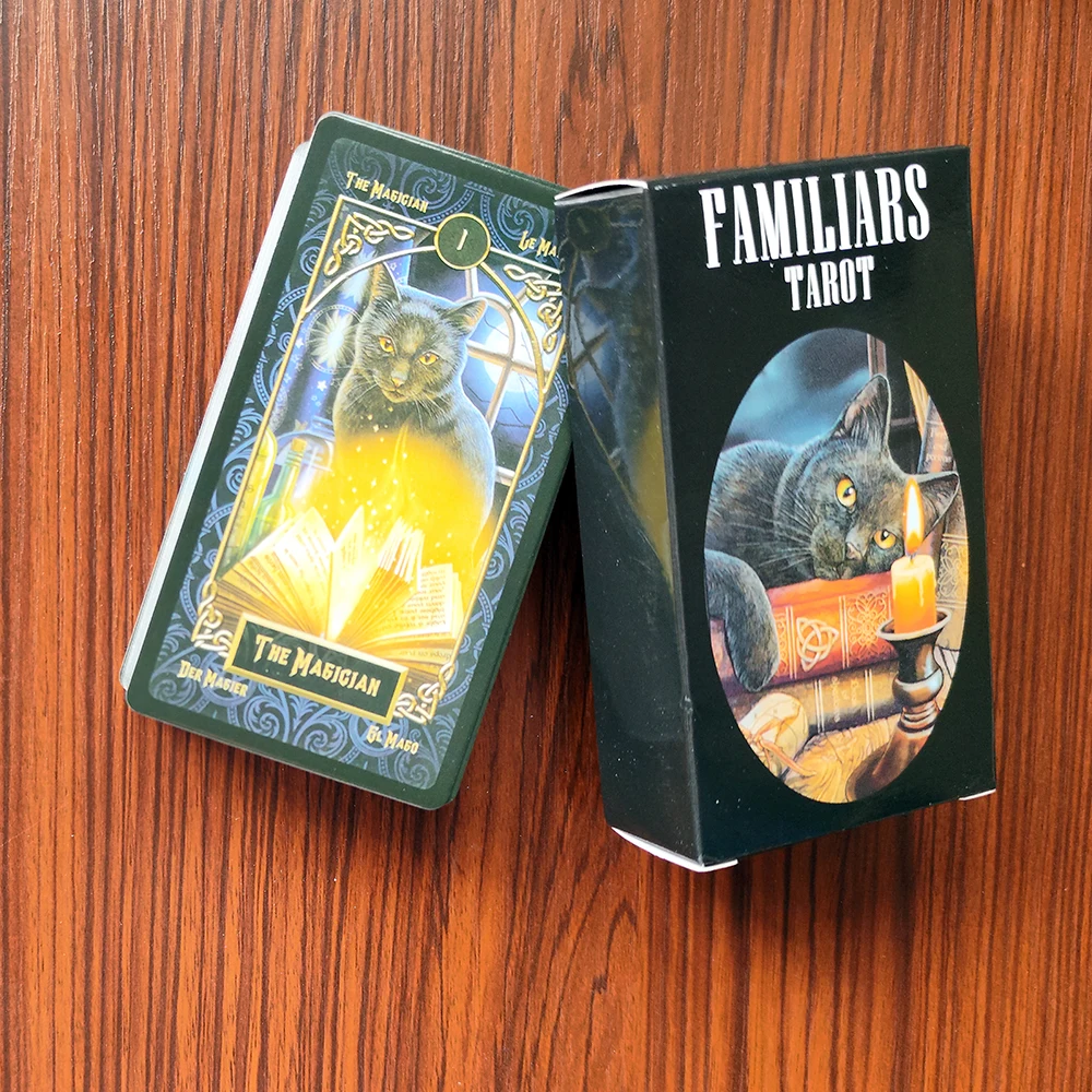 Familiars tarot cards deck English Spanish French German version mysterious animal magic divination card game