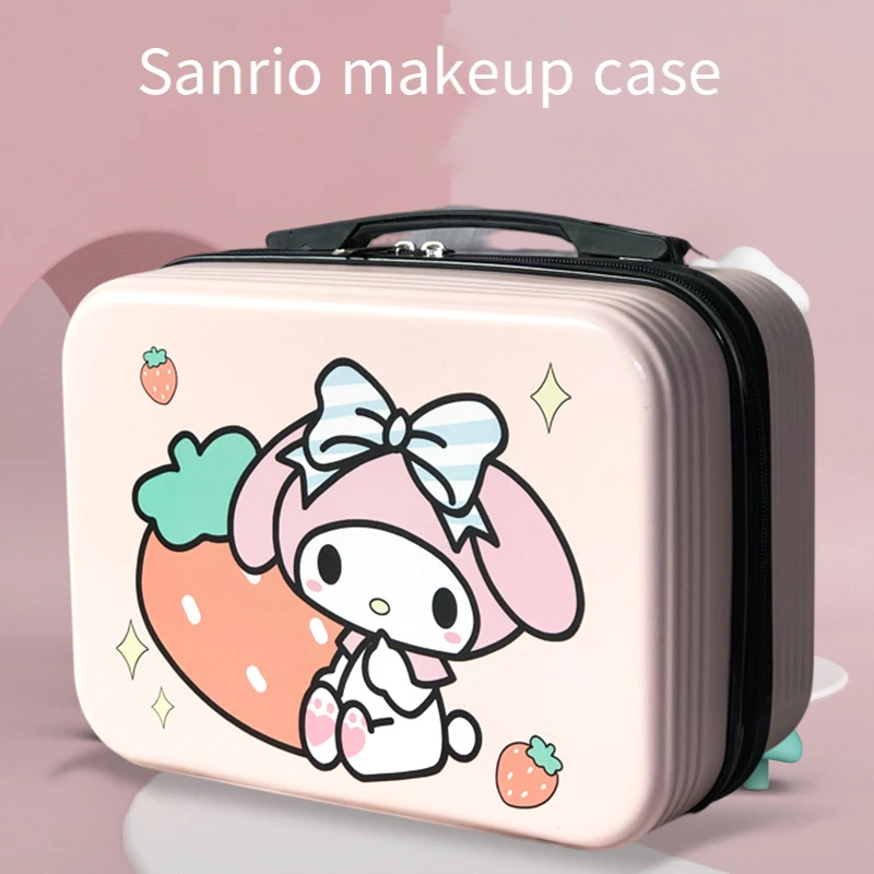 Sanrio-estuche de maquillaje portátil, caja de almacenamiento de cosméticos, Maleta de viaje, Maleta portátil de gran capacidad