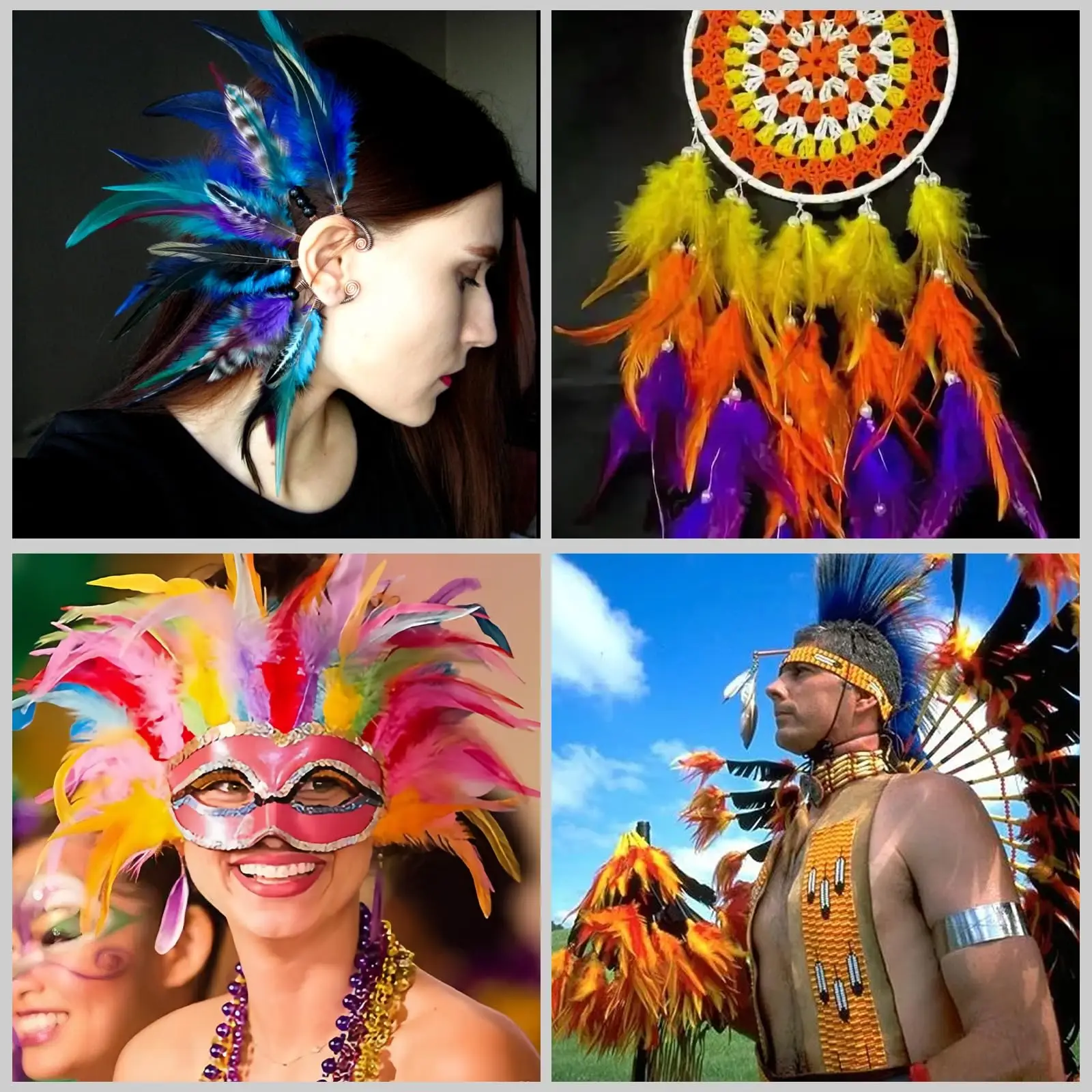Rooster Feather Colorful Craft Feathers Bulk Saddle Hackle Feather Supplies for DIY Wedding Home Party Dream Catcher Decoration