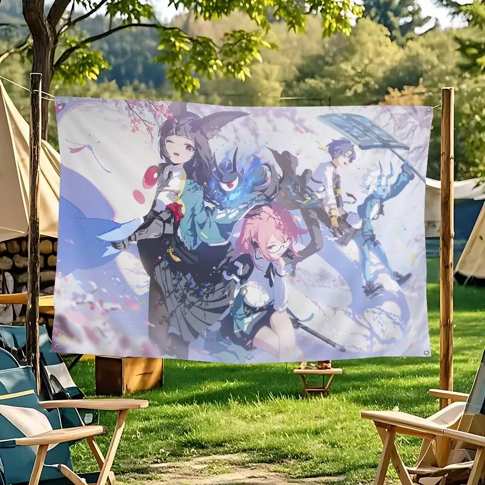 Zenless Zone Zero Hoshimi Miyabi Small Size Cheerleading Banner Hand Pulled Flag Outdoor Atmosphere Flags