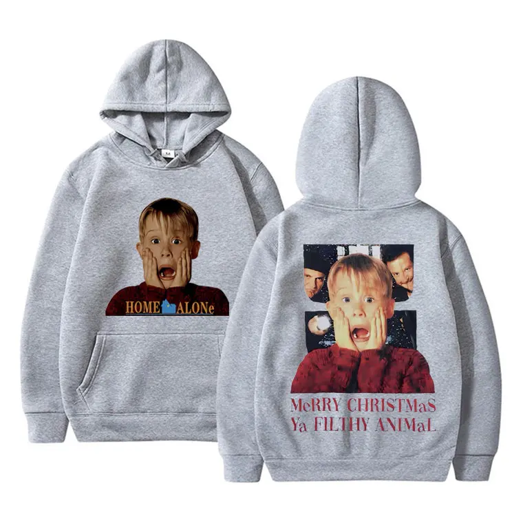 Movie Home Alone Christmas Ya Filthy Animal Double Sided Print Hoodie Macauly Culkin Hoodies Men Vintage Oversized Sweatshirts