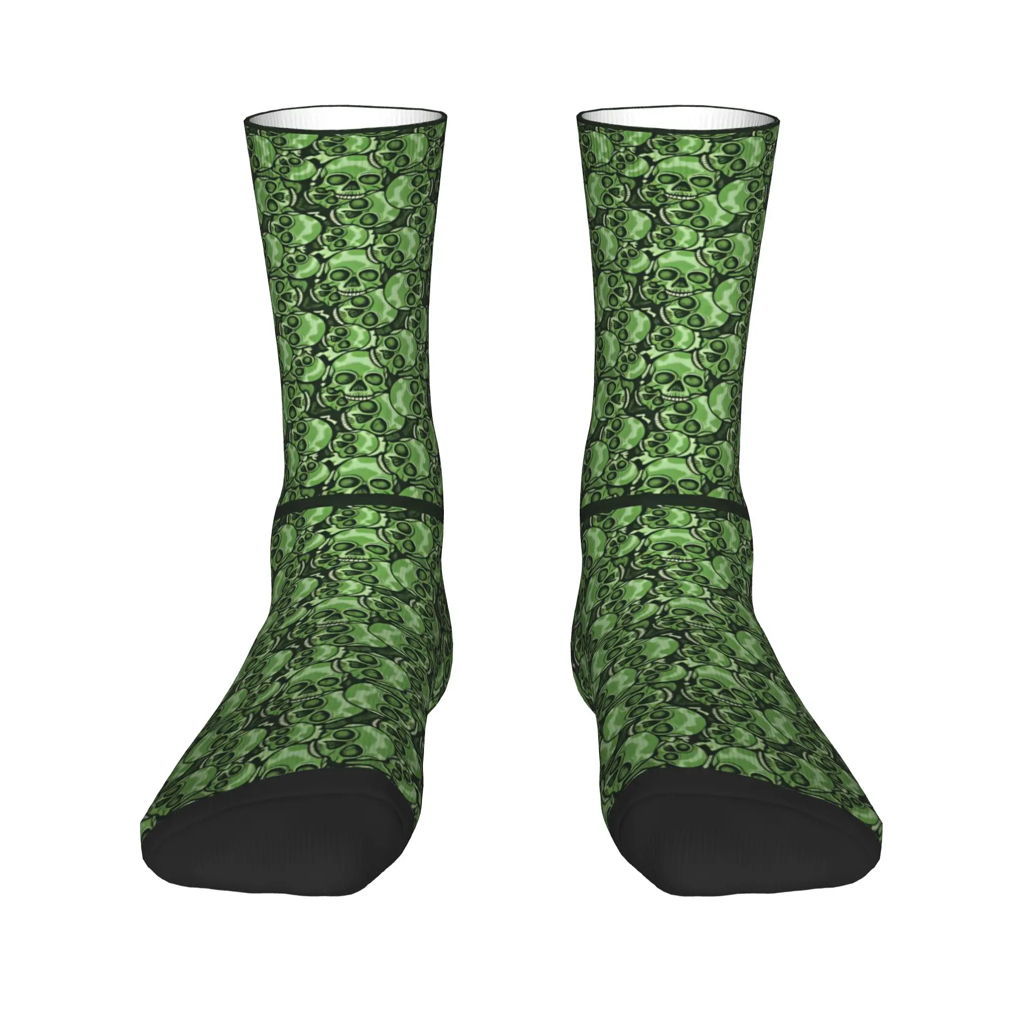 Green Skull Stockings  Vintage Socks Men's Comfortable Socks Spring Climbing Graphic Non-Slip Socks Gift Idea