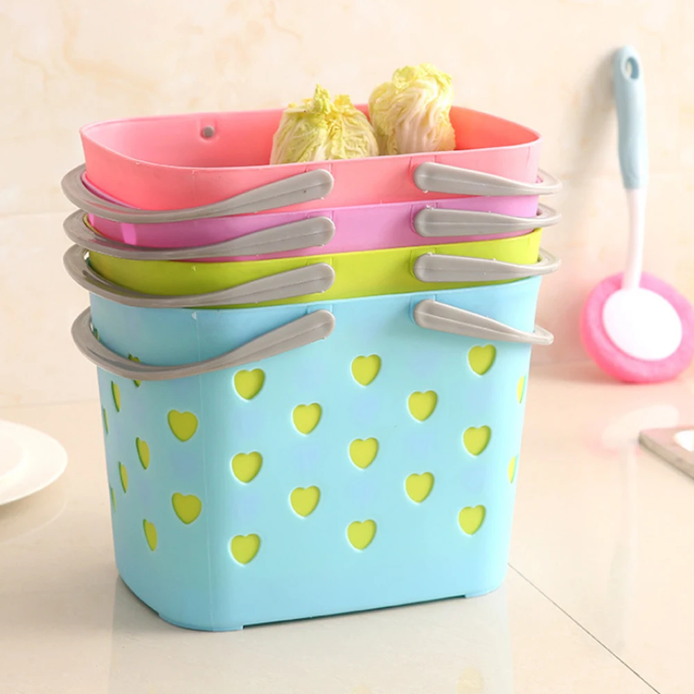 

Hollow Design Plastic Storage Basket Handle Multifunctional ganizer for Bathroom Kitchen PP Material Lightweight