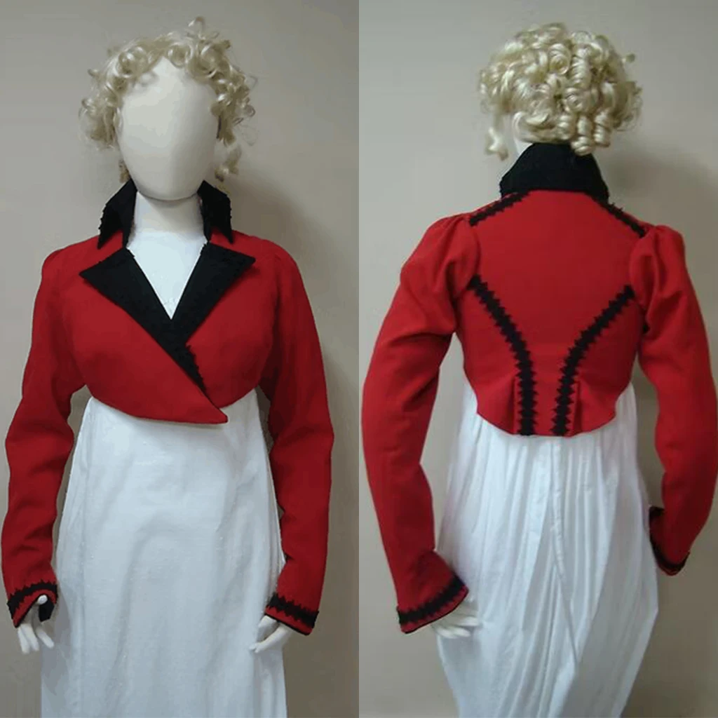 

Victorian Regency Red Spencer Jacket 18th Century Jane Austen High Waistline Coat Halloween Fancy Regency Coat Custom Made