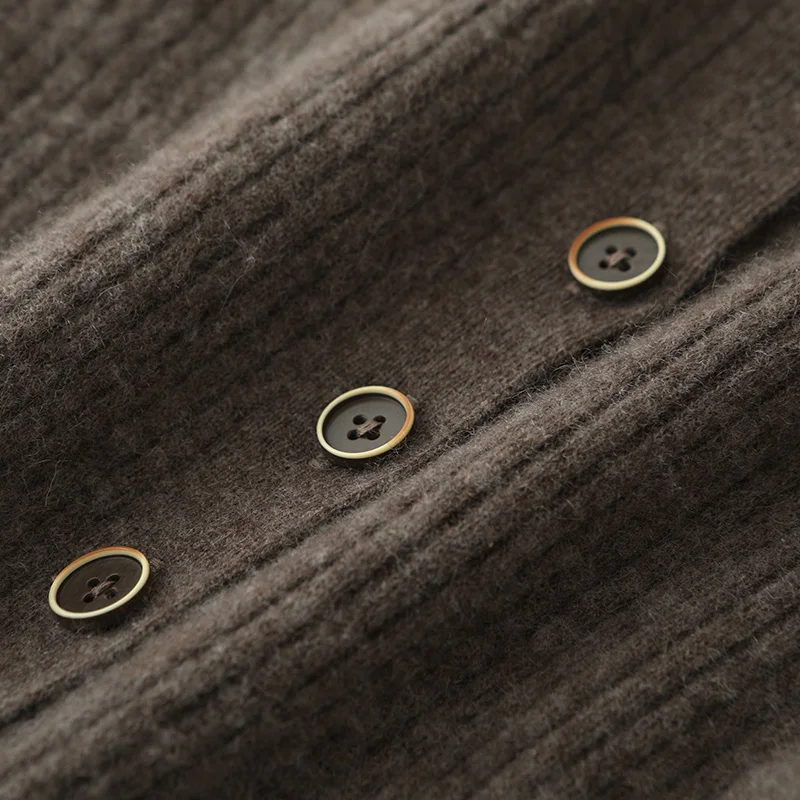 Autumn Winter Women Sweater Wool Dress Mock Neck Pullover Skirt 100% Merino Wool Knitwear Buttons Style Cashmere Chic Slim Skirt