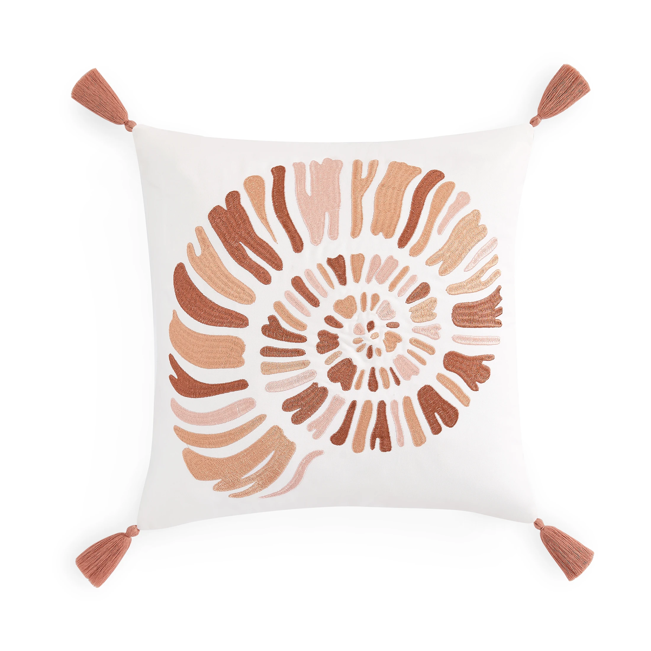 

18x18 inch orange white seashell cotton decorative pillow for sofa bed accent