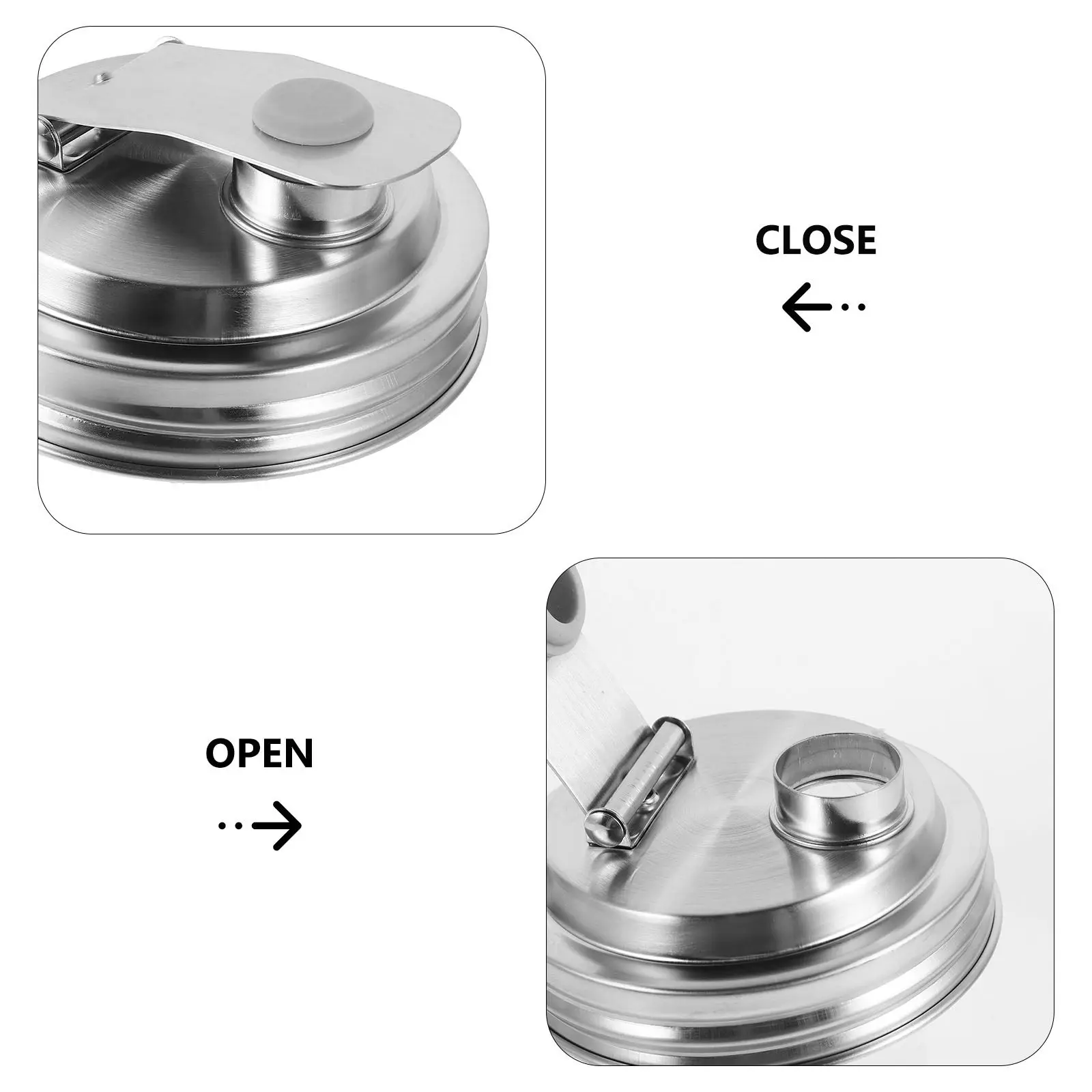 Stainless Steel Jar Flip Top Lid Wide Mouth Airtight Pour Spout Lid for Canning Coffee Syrup Dressing Leakproof Reusable