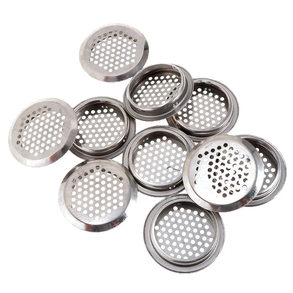 10Pcs Stainless Steel Round Soffit Vents Air Vent Cover Mesh Hole Louver for Cabinet Bathroom Office Kitchen