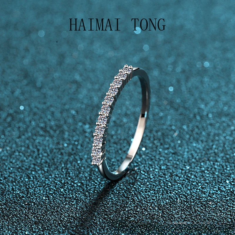 

HAIMAITONG Women's ring moissanit Diamond pt950 platinum ring engagement gift