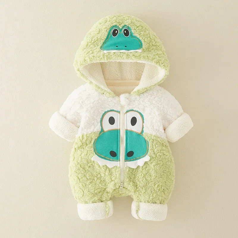 

New Boys and Girls Baby Jumpsuit for Autumn and Winter Warm Cotton Clothes Cute Frog Newborn Clothes Rompers