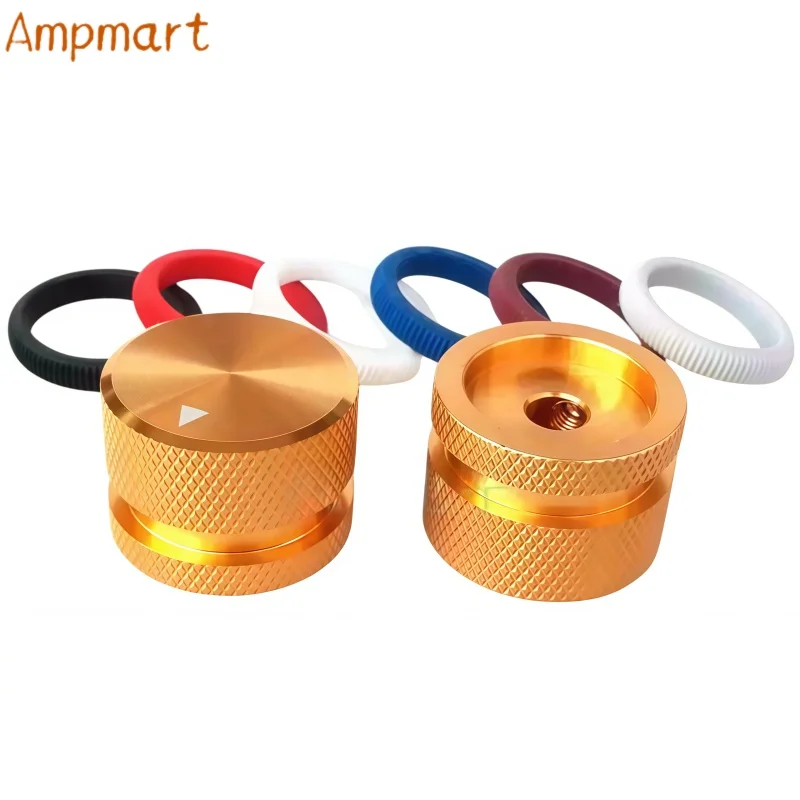 25×18mm Solid Aluminum Alloy Volume Knob with Decorative Colored Rubber Ring, Potentiometer Adjustment Knob for Hi-Fi Amp