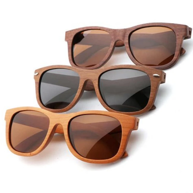 2023 Retro Classic Bamboo Wood Sunglasses Brand Design Men Women Square Wood Mirror Sun Glasses Male Retro UV400 Goggles