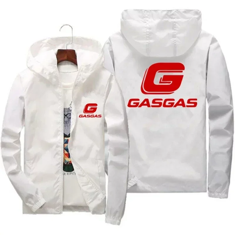 Sepeda Motor GasGas Jaket Mantel Berkerudung Pria Musim Semi dan Musim Gugur Mantel Pria Tipis Suasana Kasual Jaket Pakaian Jalanan Memancing