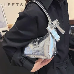 Silver Cute Small PU Leather Design Shoulder Bag Females Handbags And Purses Women 2024 Y2K Korean Fashion Gold Crossbody Bag