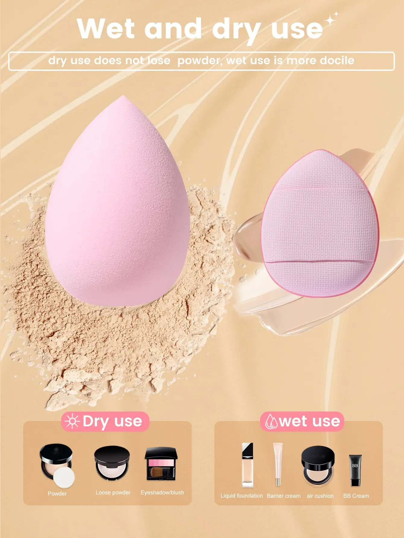 ソフトトライアングルメイクアップパフセット,クリーム,パウダー,コンシーラー,ルースパウダーに最適,完璧な顔に役立つ,6個