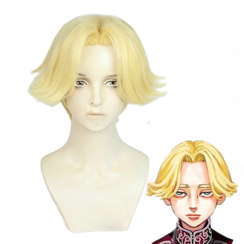 Seishu Inui Cosplay Wig Anime Tokyo Revengers Golden Blonde Heat Resistant Synthetic Hair Halloween Party Carnival + Wig Cap