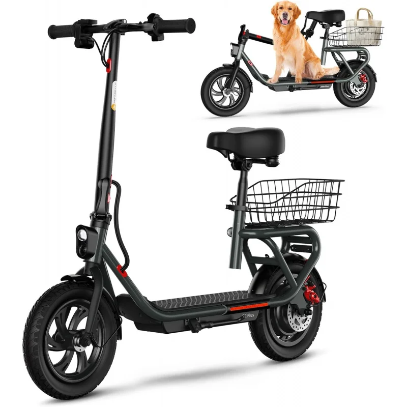 TST Electric Scooter with Seat for Adult, 20 Miles Range;19 Mph Power by 650W Peak Motor, 12