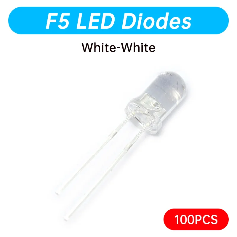 100 pcs/lot F5 LED Diode 5MM Assorted Kit White Green Red Blue Yellow Orange Pink Purple Warm White DIY Kit Light Emitting Diode