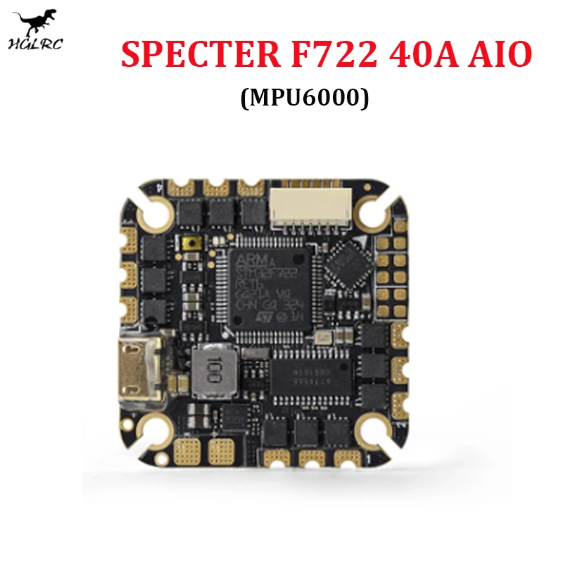 HGLRC SPECTER F722 40A AIO 4-6S Flight Controller MPU6000 40A ESC 25.5x25.5mm for 2-4 inch RC FPV Freestyle Drone