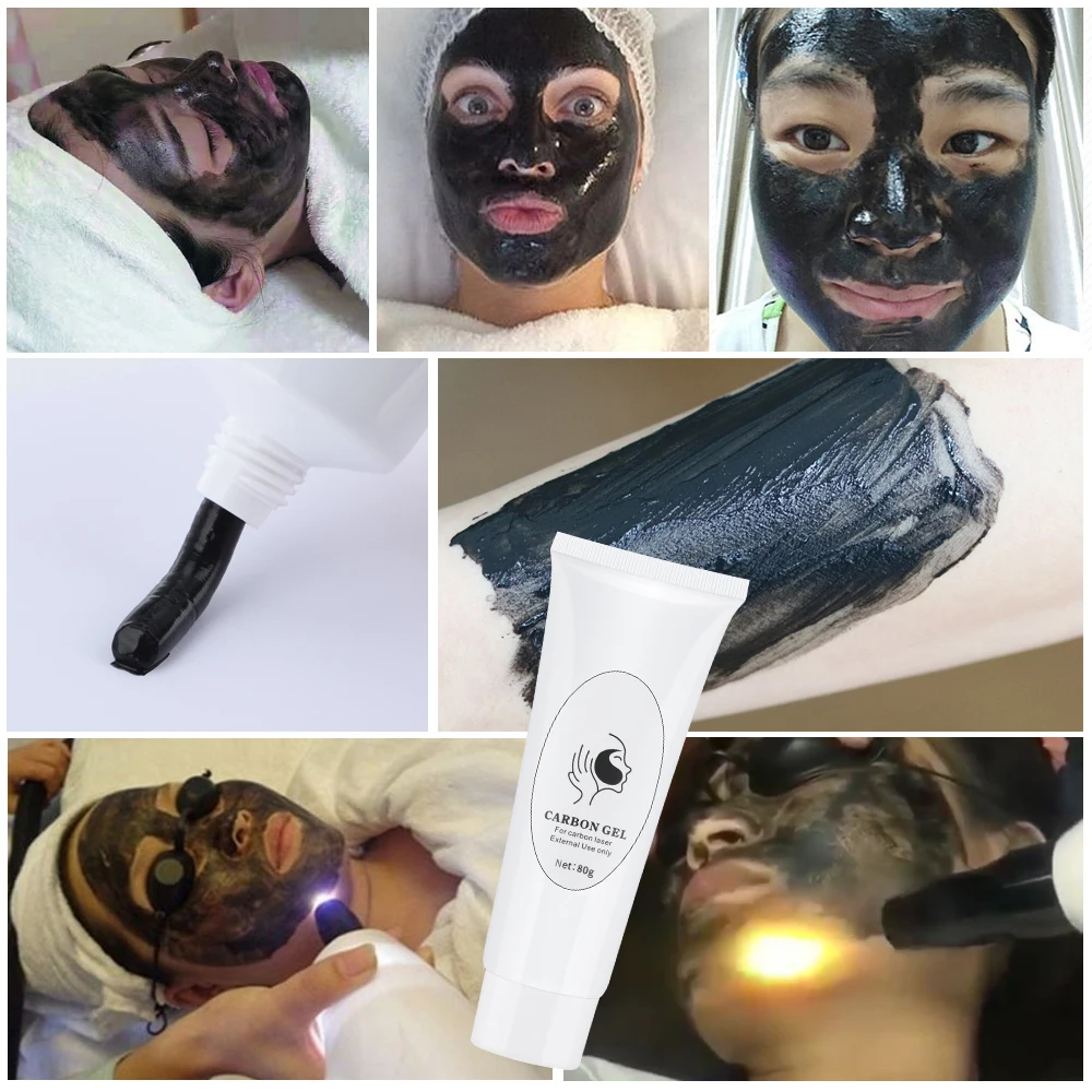 80Ml Koolstofgel Zwart Gezichtscrème Masker Voor Laser Actieve Nano Toner Huidverjonging Whitening Gezichts Diepe Reiniging Verzorgingstools