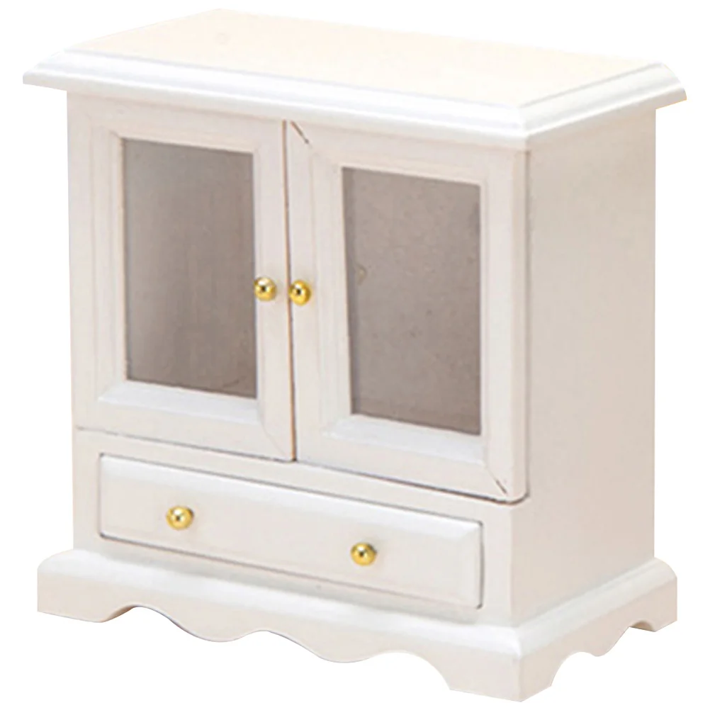 Miniature Bookcase Toys Kitchen Cabinets for Dollhouse Wooden Game Furniture Bookshelf