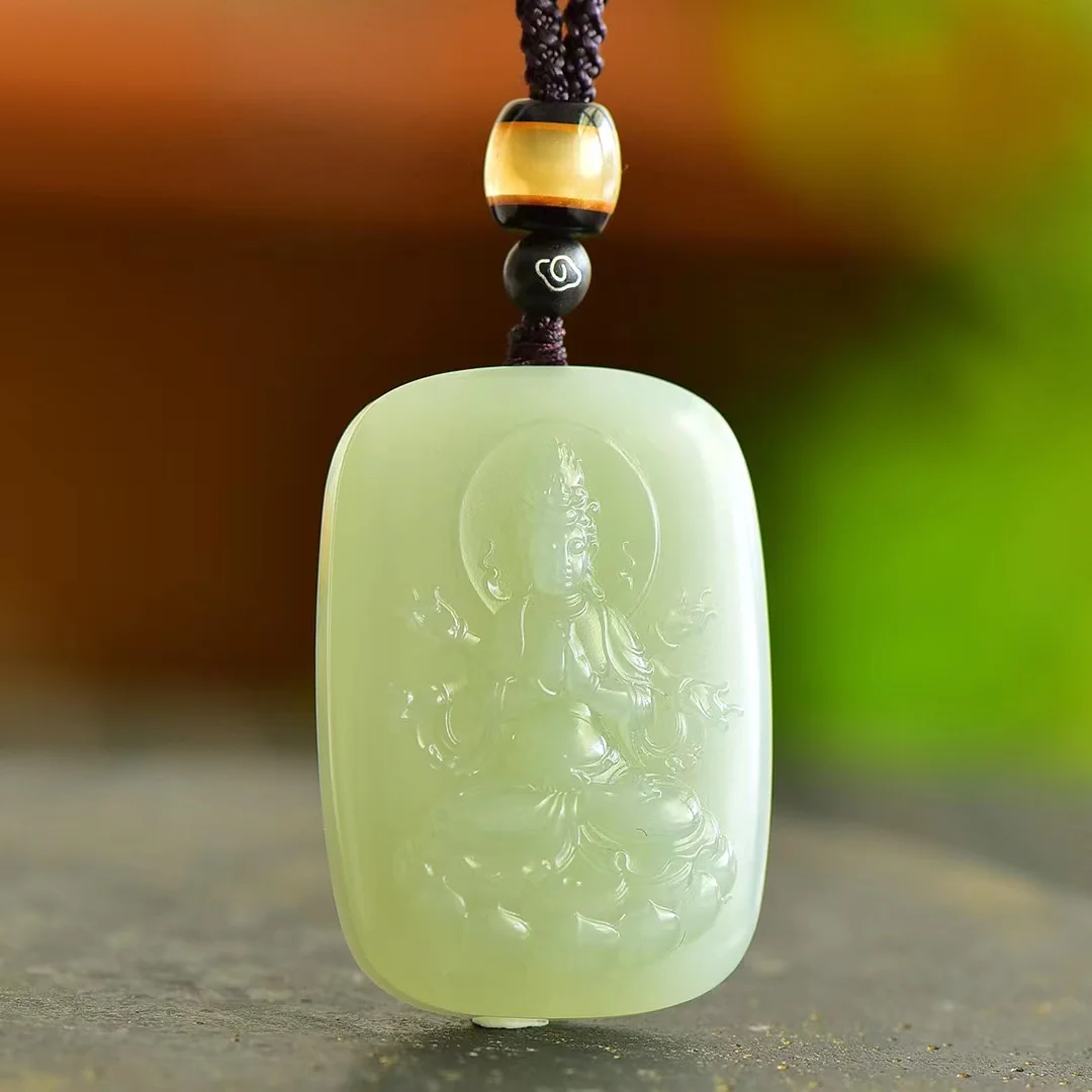 Hotan Jade Qinghai Material Thousand-Hand Guanyin Pendant Elegant Accessories 5131#