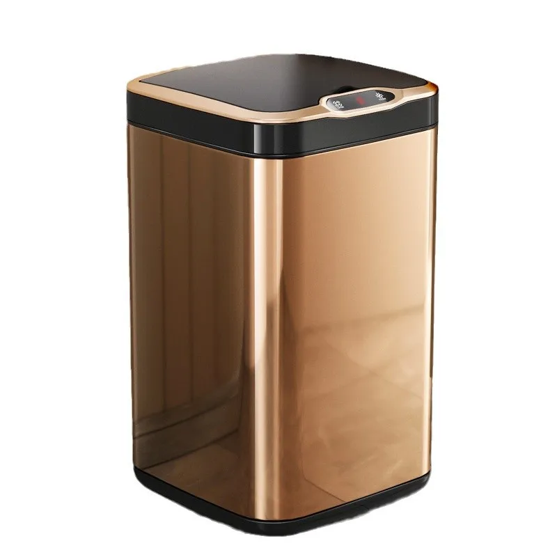 

Automatic induction kitchen large square smart trash can stainless steel metal living room household trash
