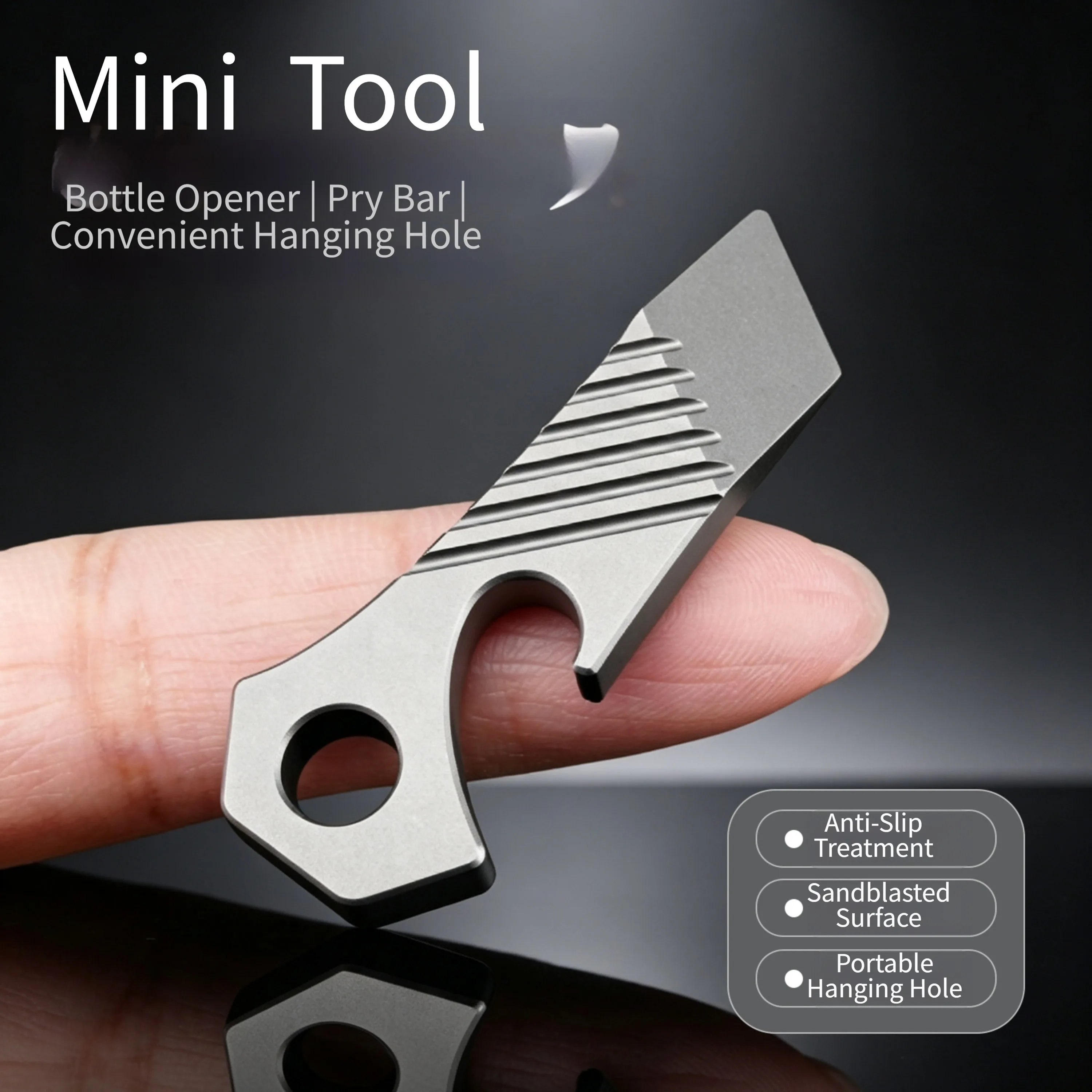 1pc Metal Gray 2in1 Pocket Pry Bar Bottle Opener Keychain Multitool For Everyday Outdoor Household Hand Tool Gadget