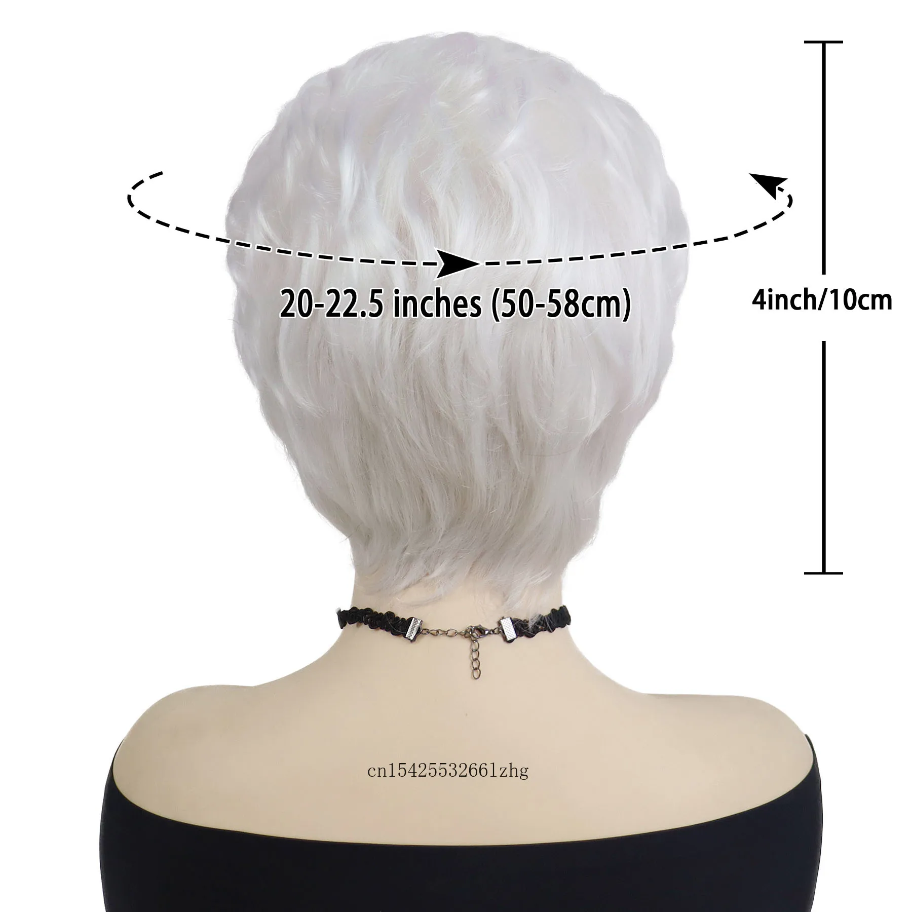 GNIMEGIL Synthetic Women's Hair Natural Pixie Cut Wigs for Women Short Silver White Wig with Bangs Wave Haircut Daily Cosplay