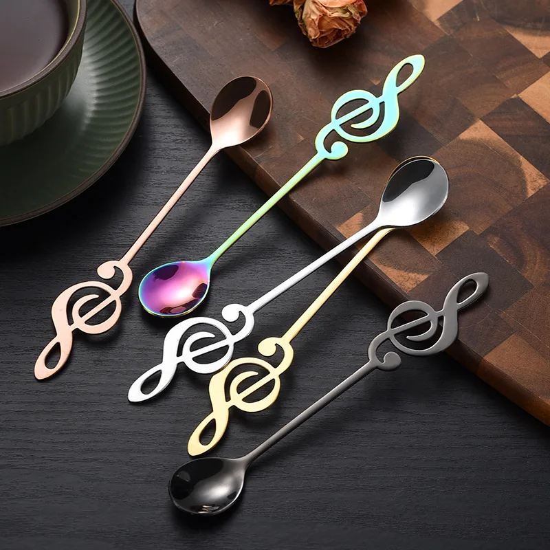 Musical Note Spoon Teapoon Stainless Steel Treble Clef Shape Mugs Teaspoon Music Bar Ice Cream Creative Spoon coffee parts - zdjęcie 1