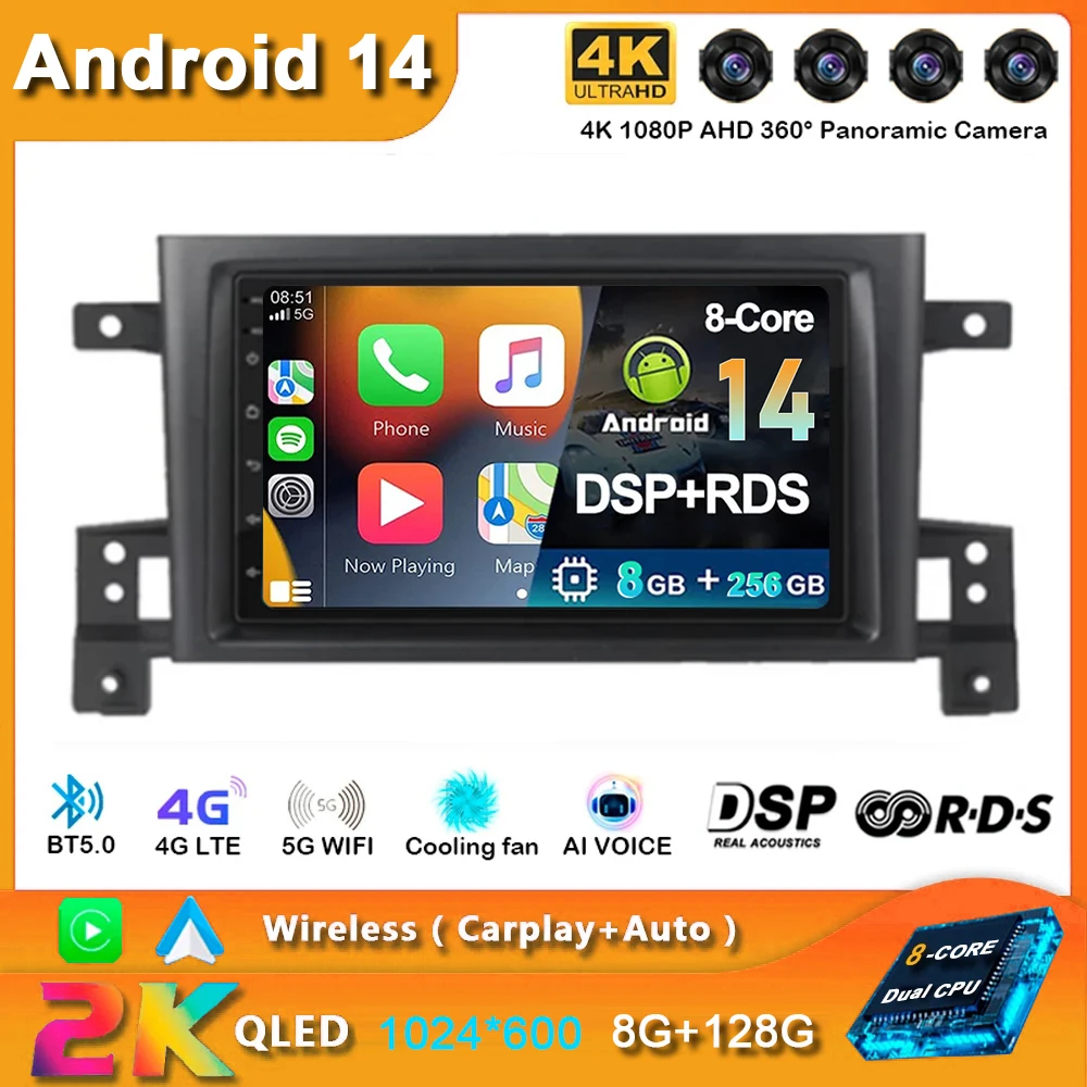 

Android 14 Auto Carplay Car Radio For Suzuki Grand Vitara 3 2005 - 2015 Multimedia Player 2 Din Navigation GPS IPS Stereo DVD