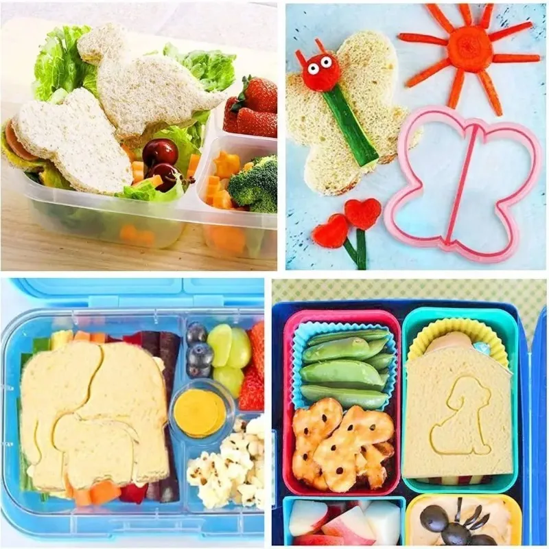 40Pcs Bento Box Accessories with Silicone Lunch Box Dividers Bread Cutters Fruit Cutters Animal Picks DIY for Kids Lunch Box