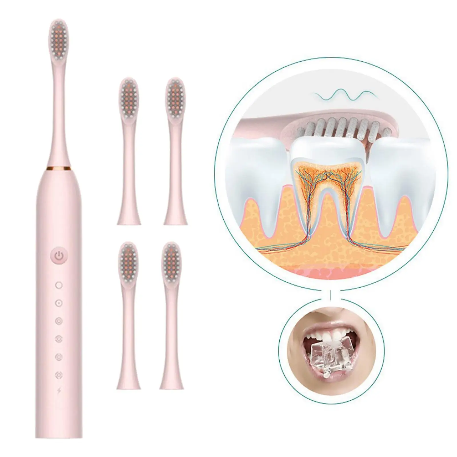 

2Pcs Powerful W/ Replacement Brush Heads Waterproof for Kids Adults Gifts