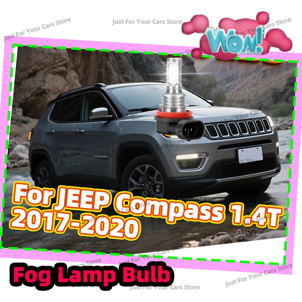 2x Wireless LED H8 H11 Fog Light Bulbs 3570 CSP Lamps 6000K 12V For 2017 2018 2019 2020 JEEP Compass 1.4T High Brightness