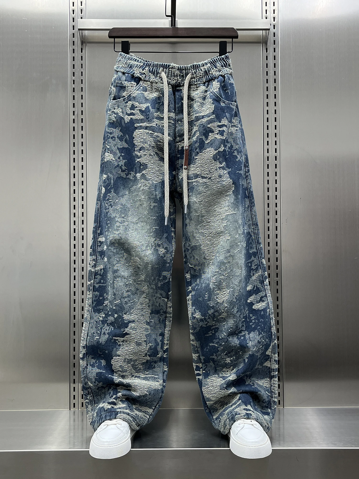 

Модные повседневные джинсы с прямыми штанинами в американском стиле, мужские свободные удобные прямые брюки-трубы Street Sle