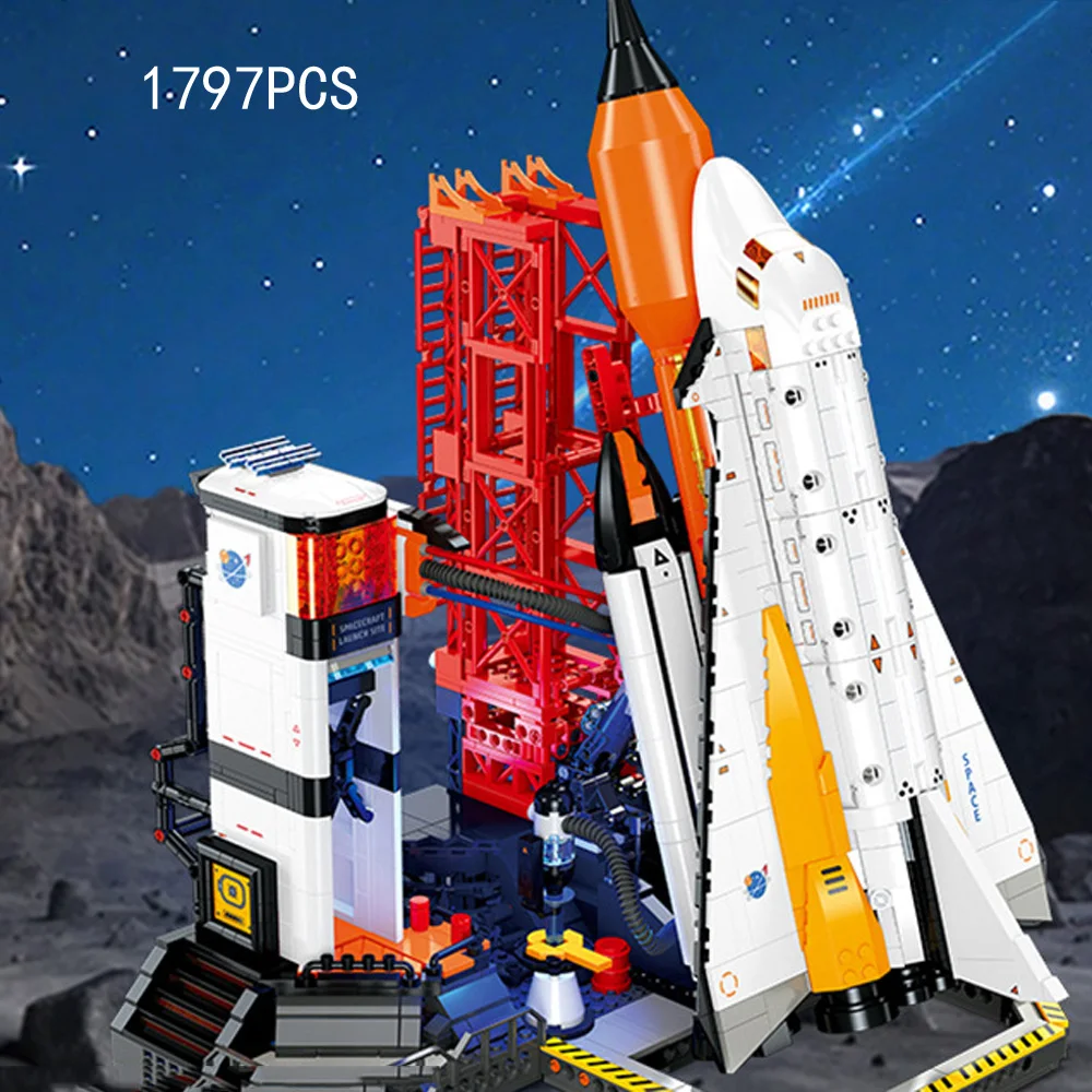 

Idea Space Exploration Building Block Rocket Launch Site Construction Bricks Educational Toys Collection For Gifts With Light